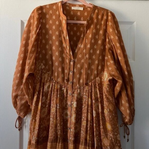 Spell Utopia Short Sleeve Midi Dress Cinnamon L - Picture 8 of 10